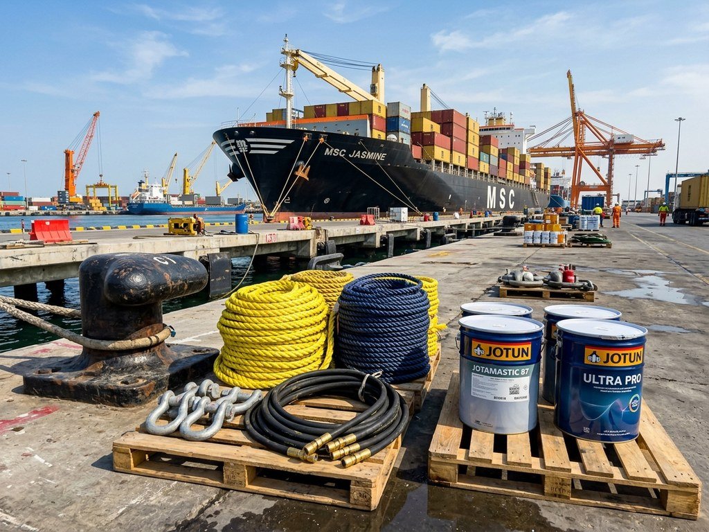 Deck Mooring Ropes, Jotun Marine Paints and Hoses Supply Fujairah