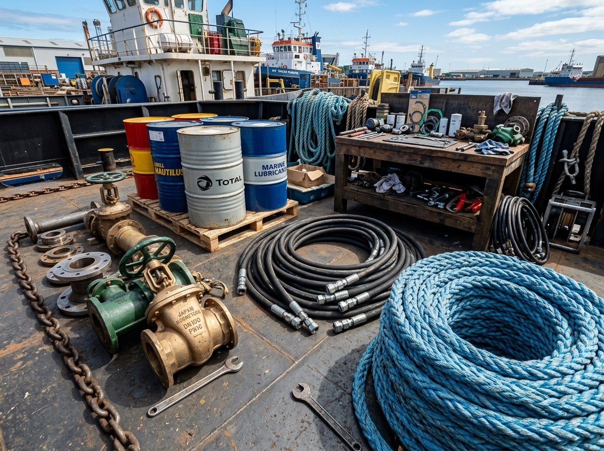 Marine Mooring Ropes, Valves, Lubricants and Engine Spares