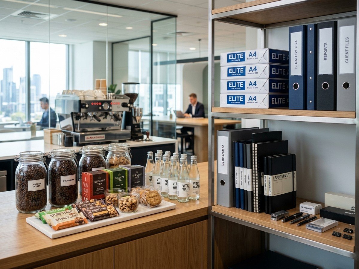 Office Pantry Beverages, Nescafe, Lipton, Snacks and Stationery Supplies